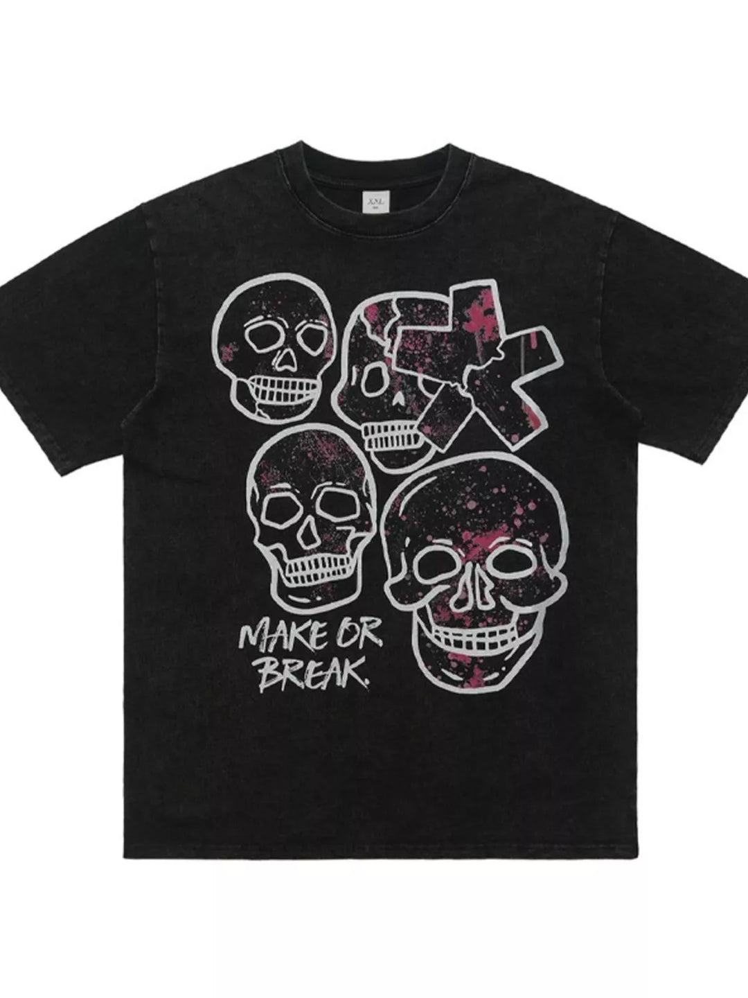 Men's Skull Graphic Round Neck Short Sleeve T-Shirt
