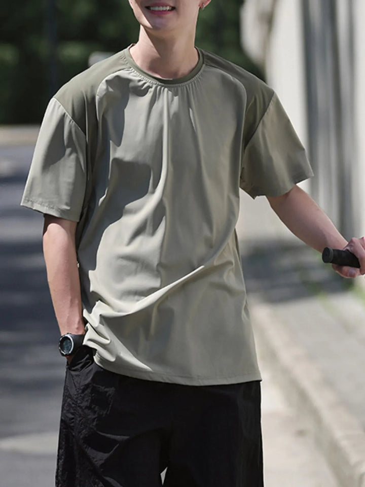 Men's Contrast Round Neck Short Sleeve T-Shirt