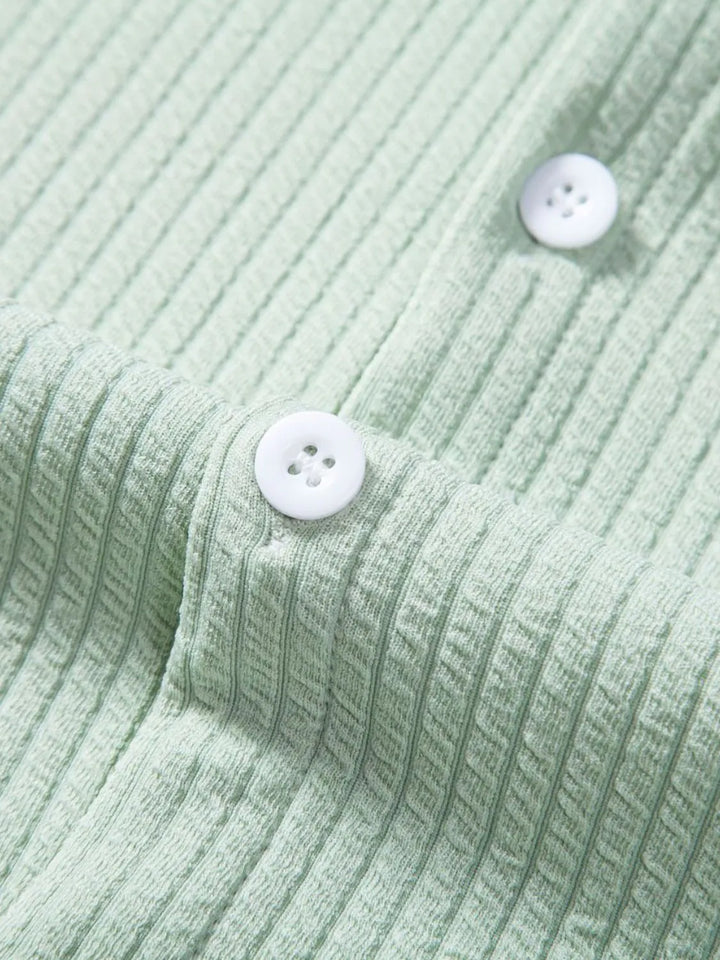 Men's Ribbed Short Sleeve Shirt and Shorts Set