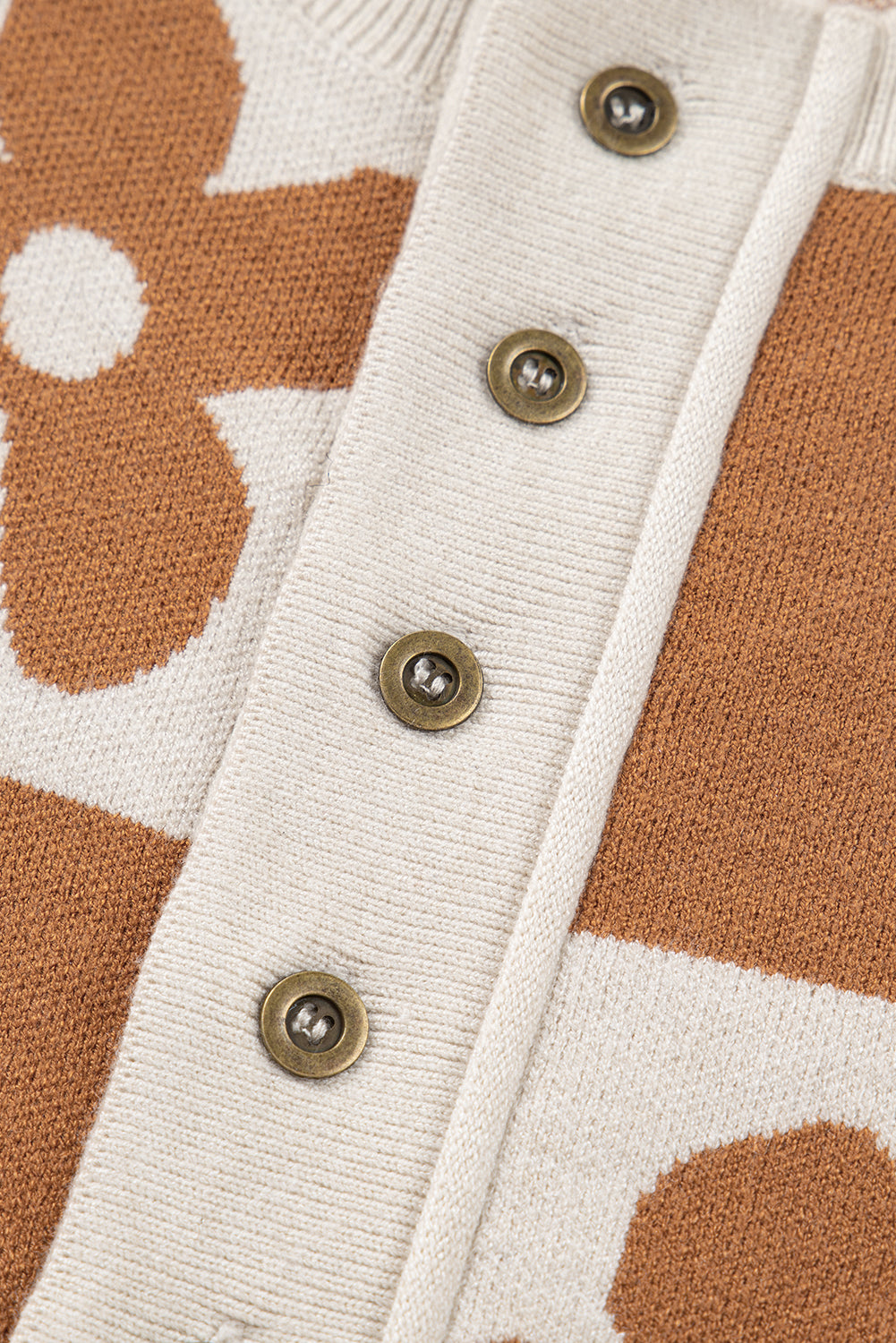 Thai Curry Flower Plaid Henley Baggy Sweater