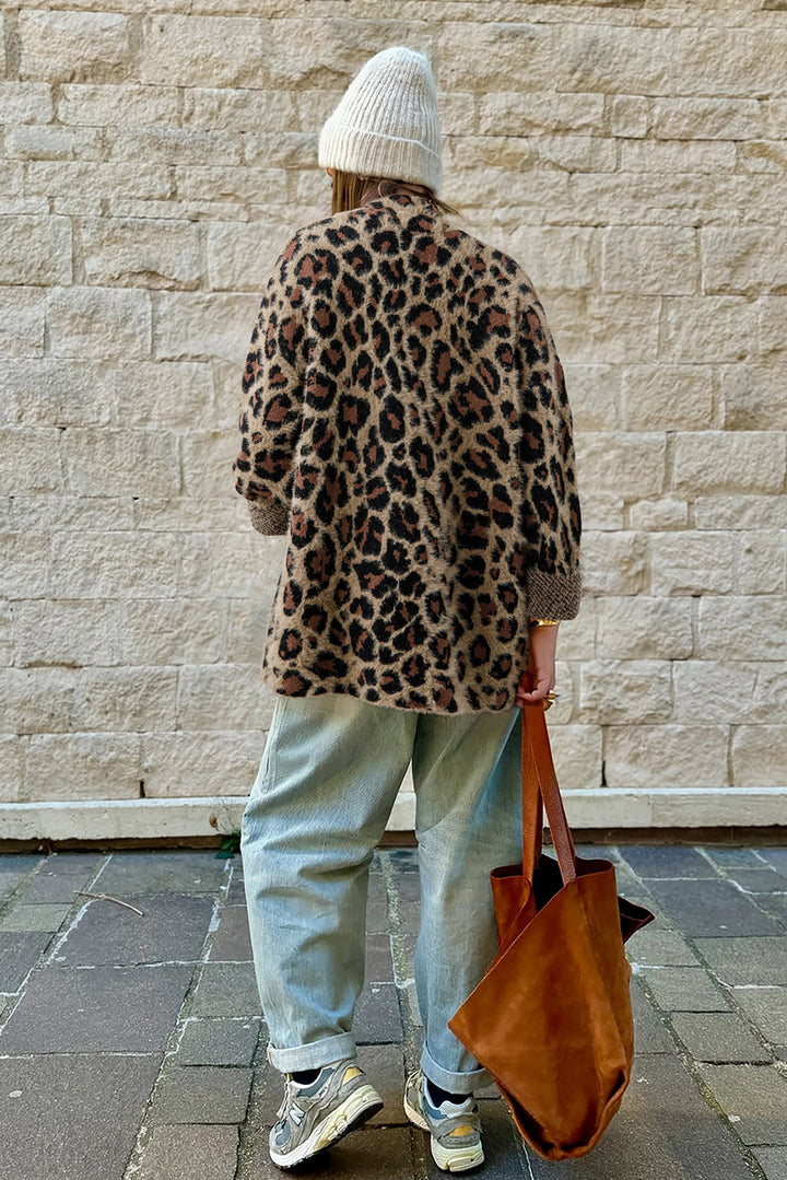 Brown Leopard Open Casual Cardigan