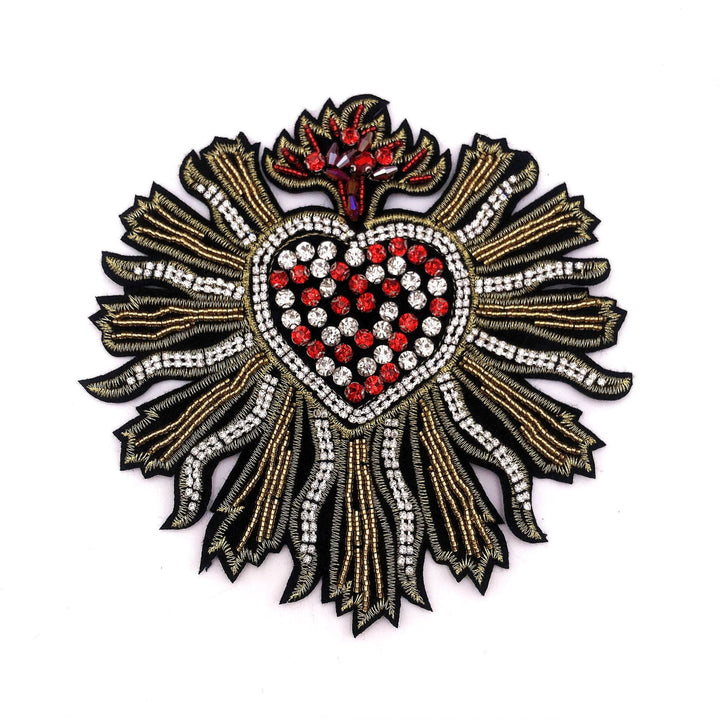 Beaded Big Peach Heart Cloth Sticker Box Ornaments