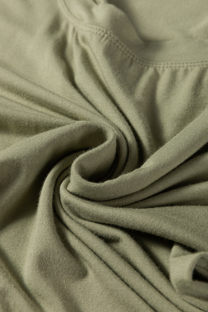 Laurel Green Solid Color Long Sleeve Fitted Top