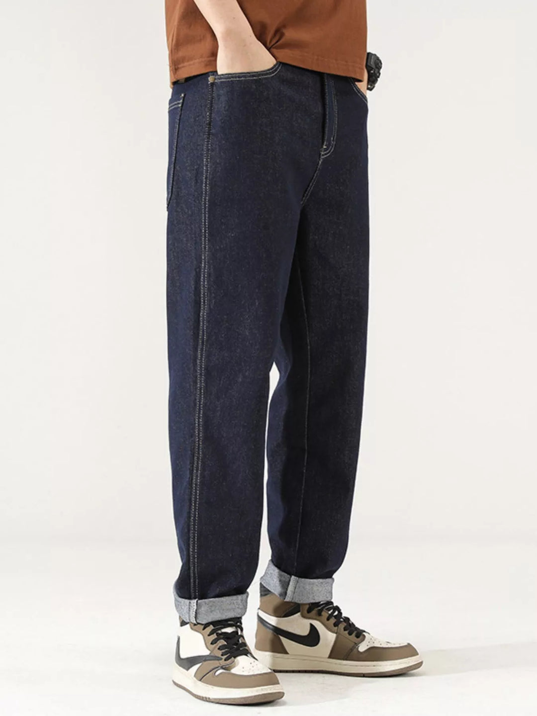 Men's Wide Leg Washed Jeans