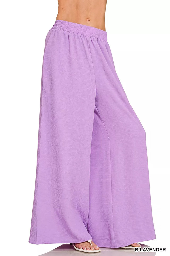 Zenana Woven Airflow Twisted Top & Wide Leg Pants Set
