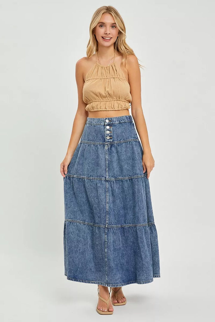 RISEN High Rise Ruffle Long Skirts