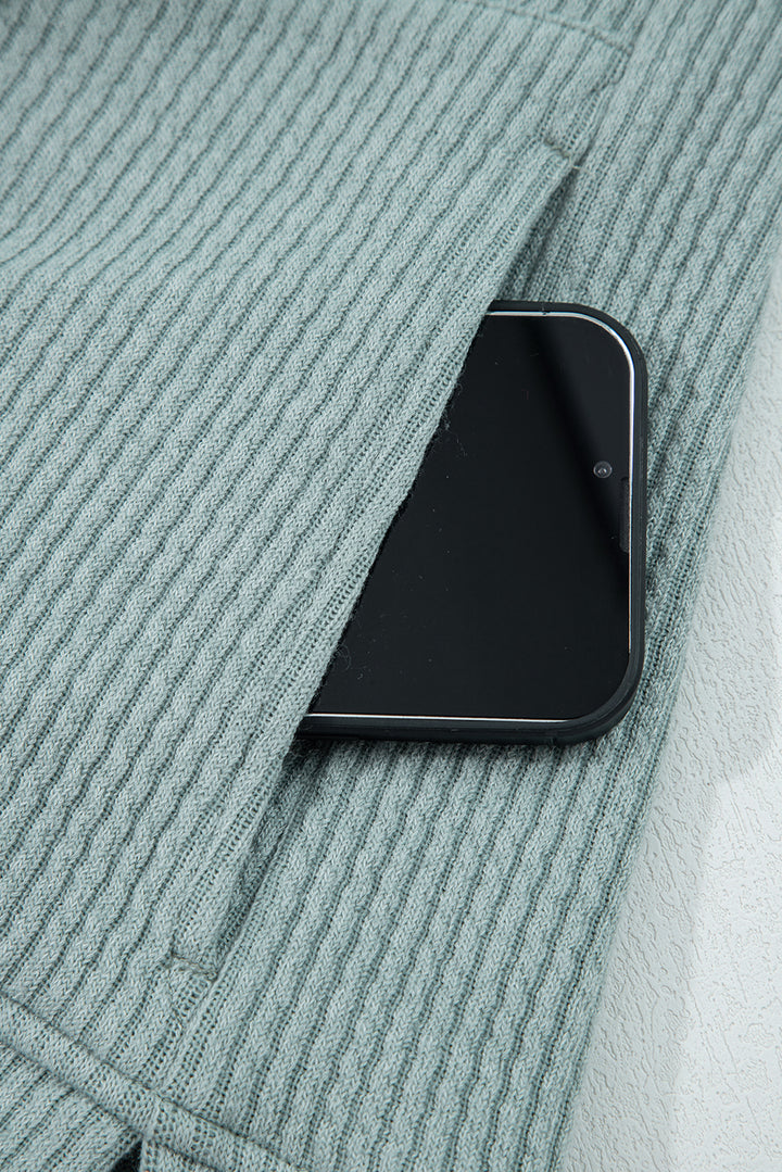 Clearly Aqua Ribbed Drop Shoulder Knit Hoodie