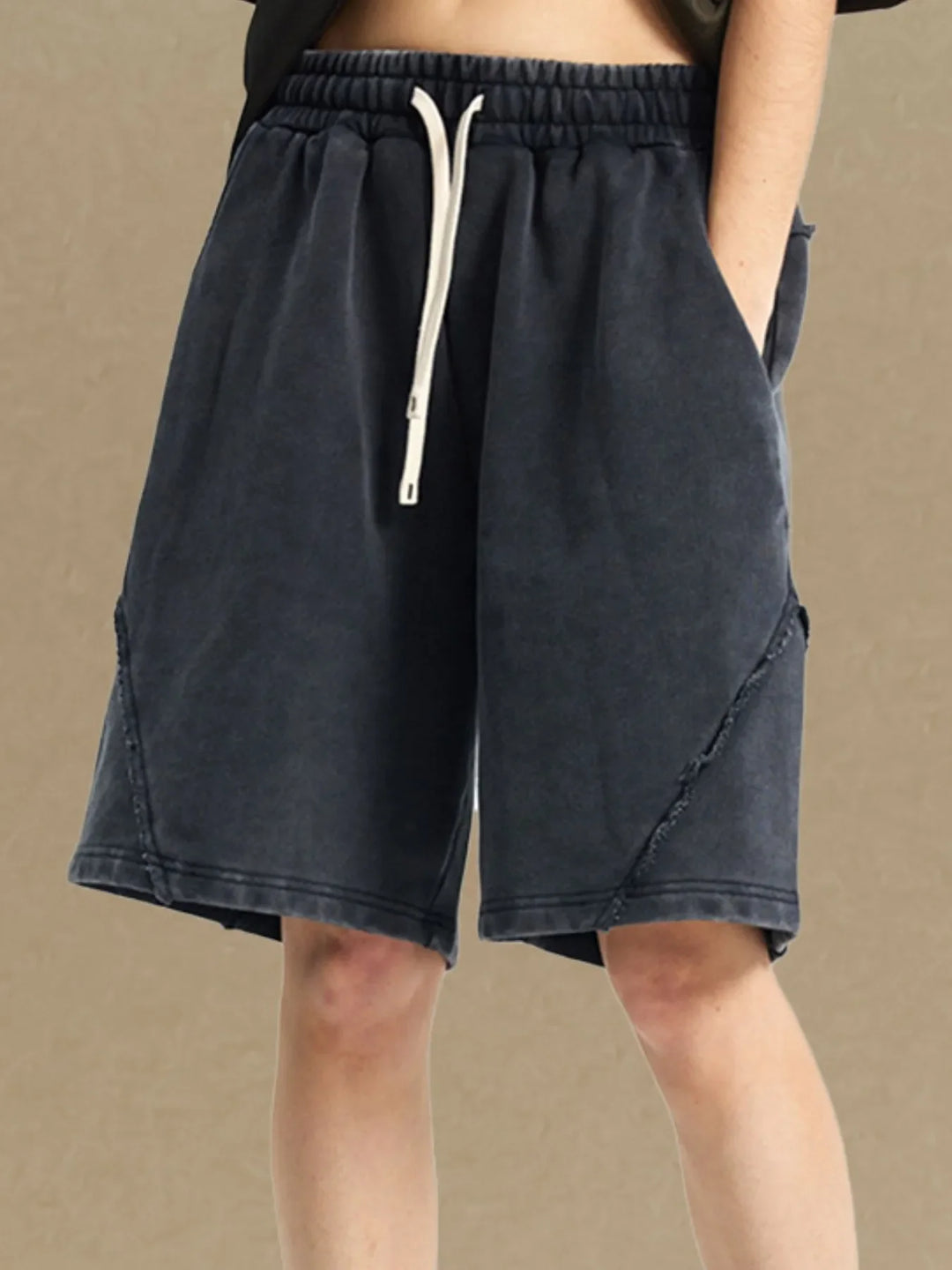 Men's Casual Drawstring Washed Shorts