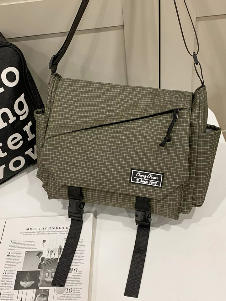 Plaid Buckle Flap Crossbody Bag