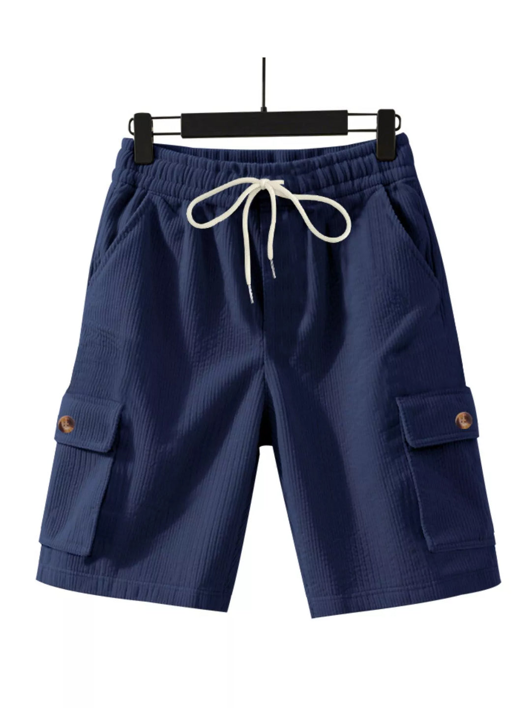 Men's Full Size Casual Textured Drawstring Cargo Shorts Plus Size