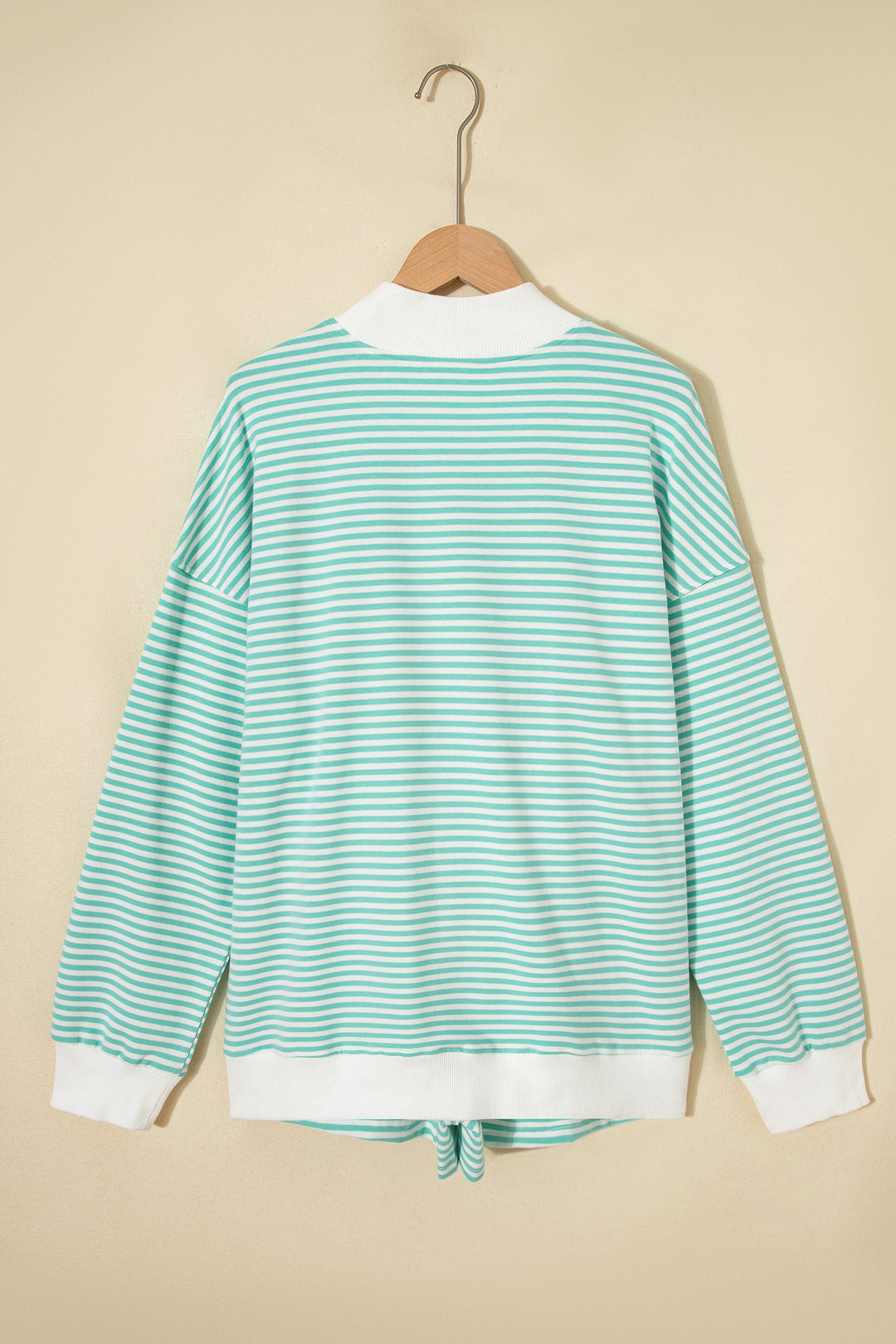 Green Stripe Oversize Mock Neck Sweatshirt and Shorts Set