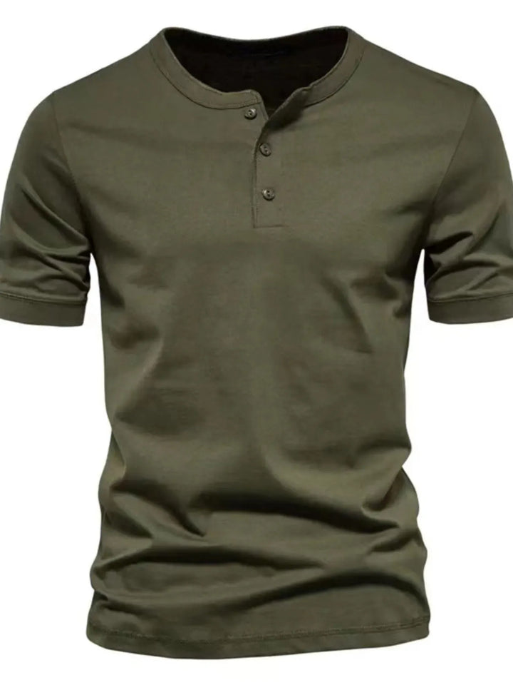 Men's Full Size Henley Style T-Shirt with Button Detail Plus Size