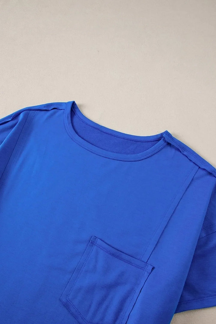 Patched Pocket Exposed Seam Oversize T-shirt
