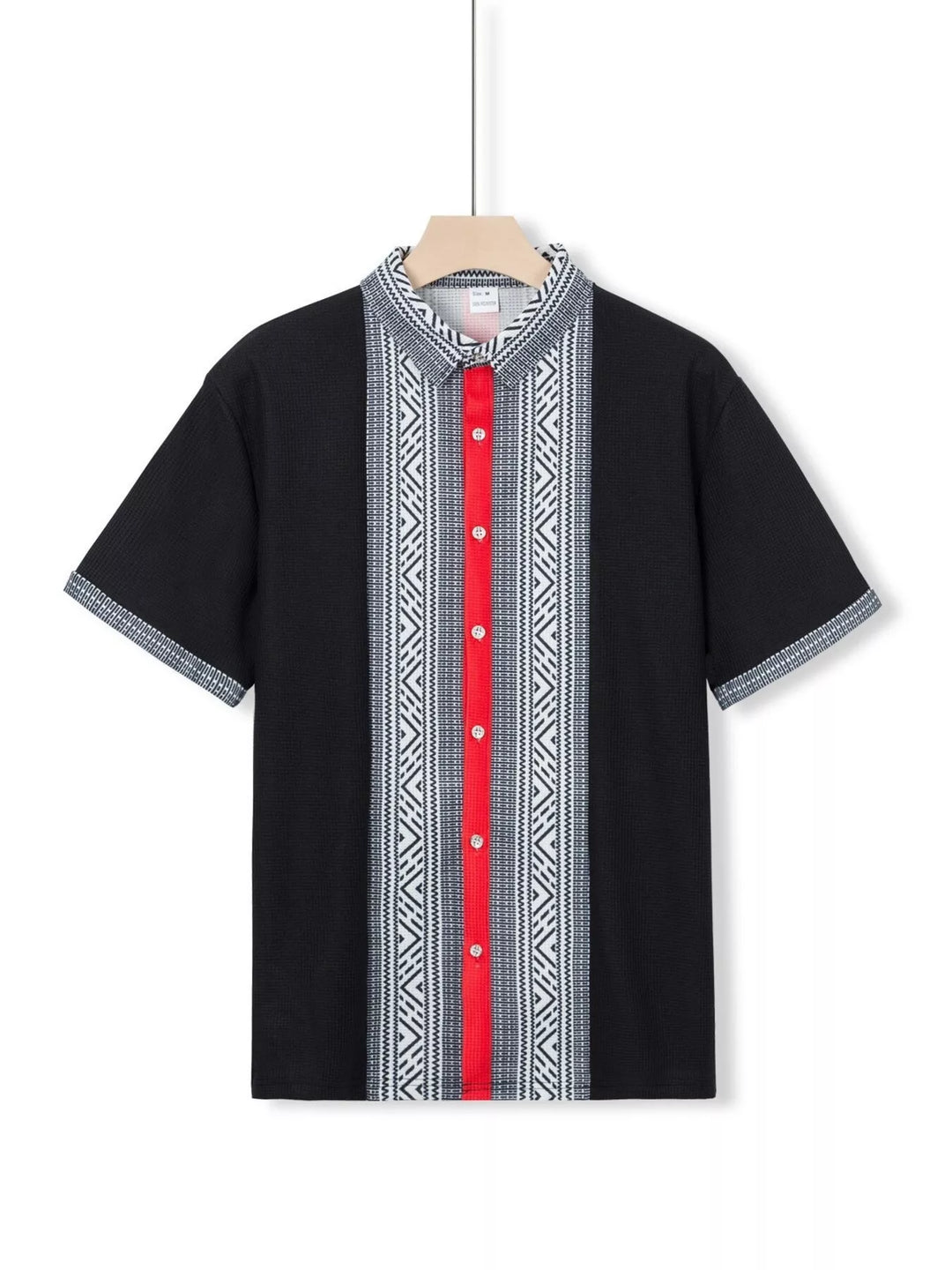 Men's Full Size Casual Geometric Print Short Sleeve Shirt Plus Size