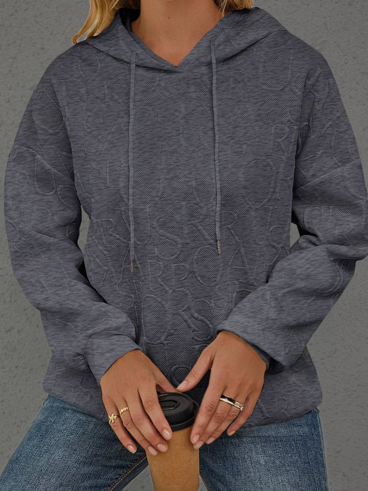 Full Size Embossed Lettering Casual Hoodie Plus Size