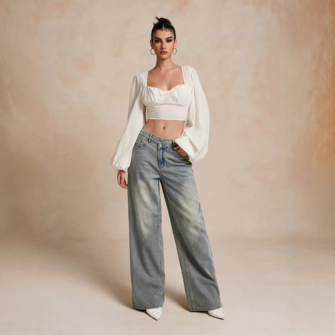 Loose Slightly Flared Street-style Trousers