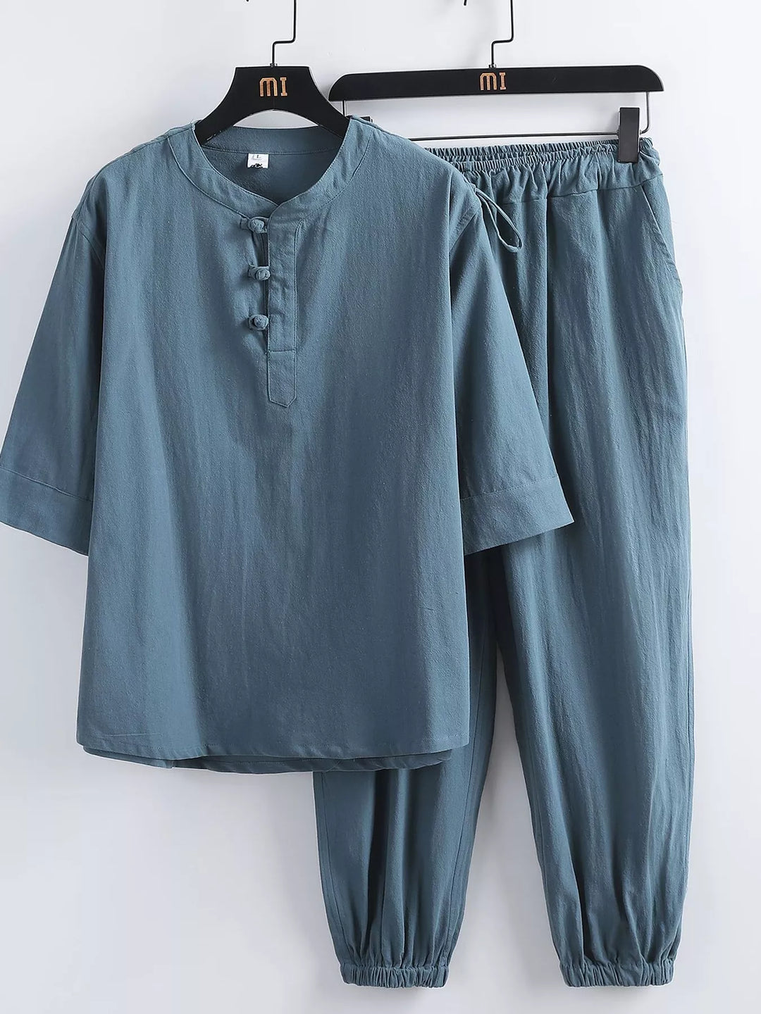 Men's Plus Size 3/4 Sleeve Top and Pants Set