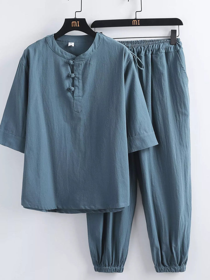 Men's Plus Size 3/4 Sleeve Top and Pants Set