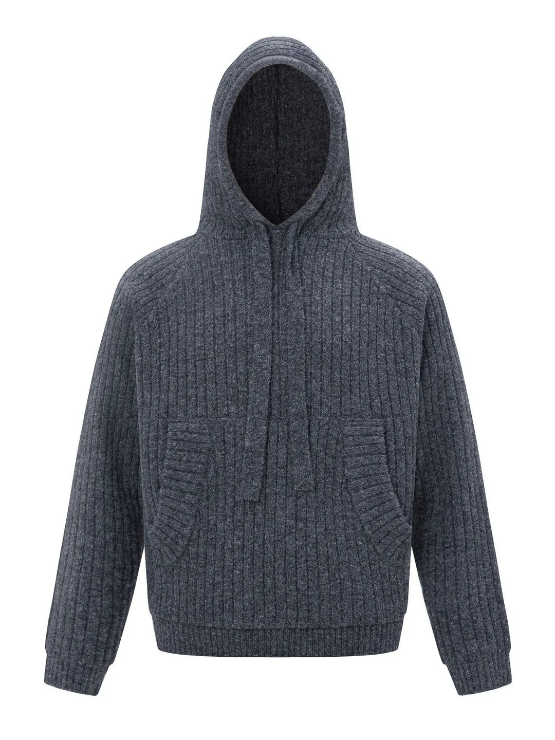 Men's Drawstring Ribbed Hooded Sweater