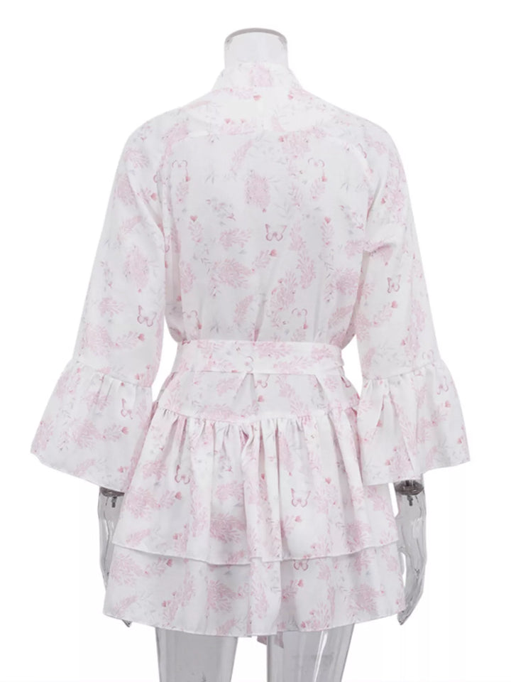 Floral Print Layered Ruffle Dress