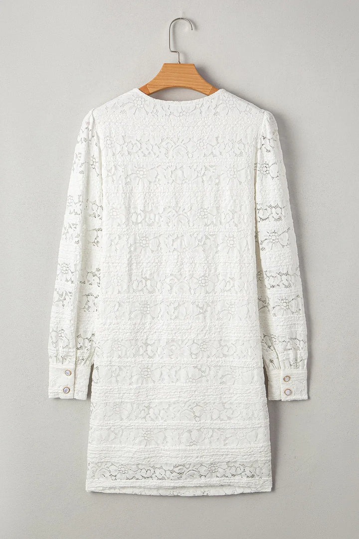 Lace Long Sleeve Mini Dress