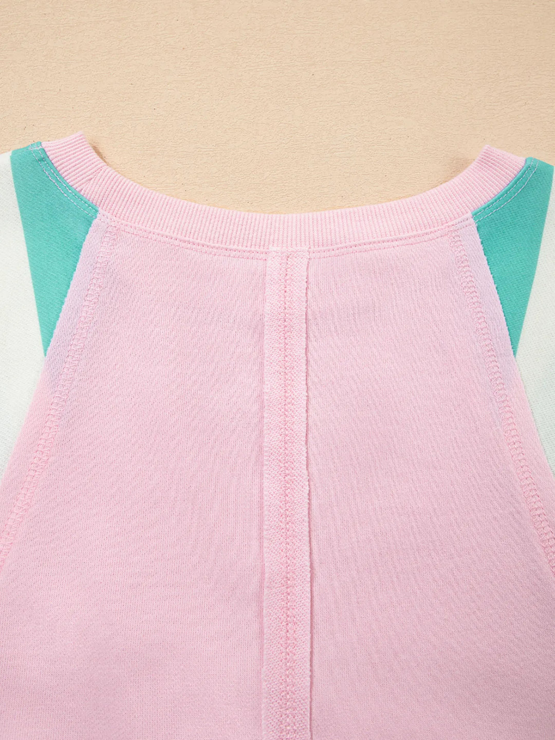 Striped Color Block Patchwork Raglan Sleeve Top with Slits