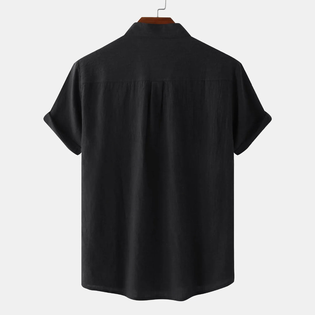 Men's Mandarin Collar Short Sleeve Henley Shirt