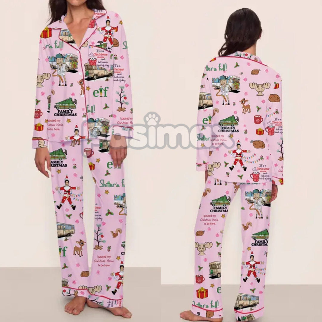 Women's Christmas Pajama Set - Elegant Long Sleeve Top & Pants, Comfortable Home Wear for Fall Winter & Holiday Gift