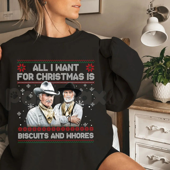 Funny Christmas Vacation Quote Ugly Sweatshirt | "Holy Shit Where's the Tylenol" Jumper | Funny Western Movie Shirt Ironic Holiday Gift