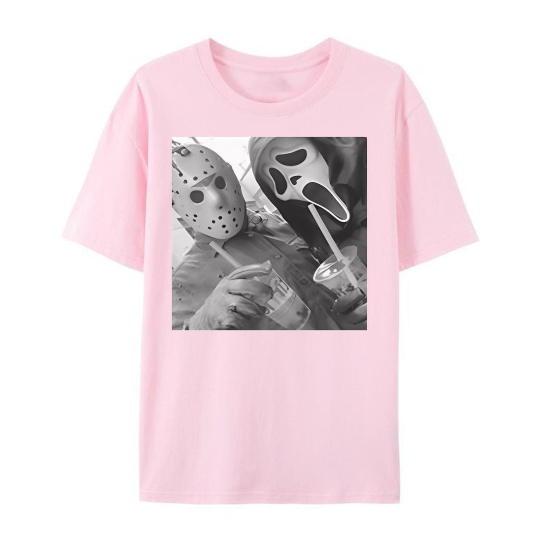JASON & GHOSTFACE T-Shirt - Y2K 90s Graphic, Funny Halloween Tee, Unisex Horror Movie Shirt for Him & Her