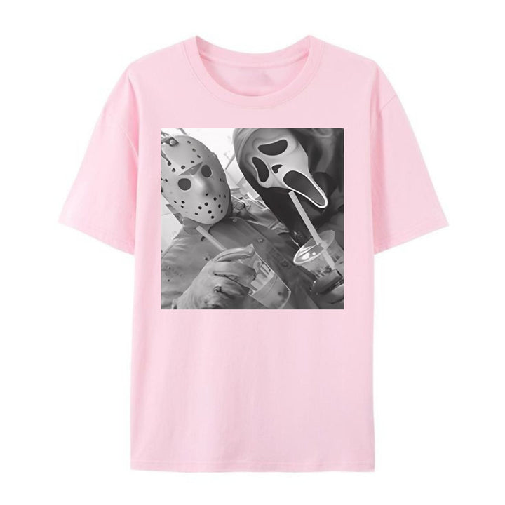 JASON & GHOSTFACE T-Shirt - Y2K 90s Graphic, Funny Halloween Tee, Unisex Horror Movie Shirt for Him & Her