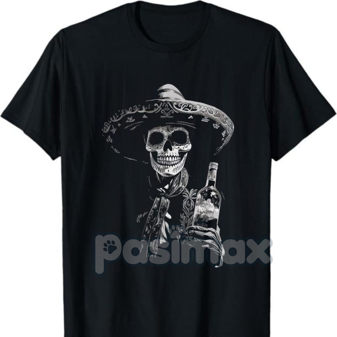 Vintage Skeleton Tequila T-Shirt - Dia De Los Muertos Apparel, Day of the Dead Mexican Skull Tee