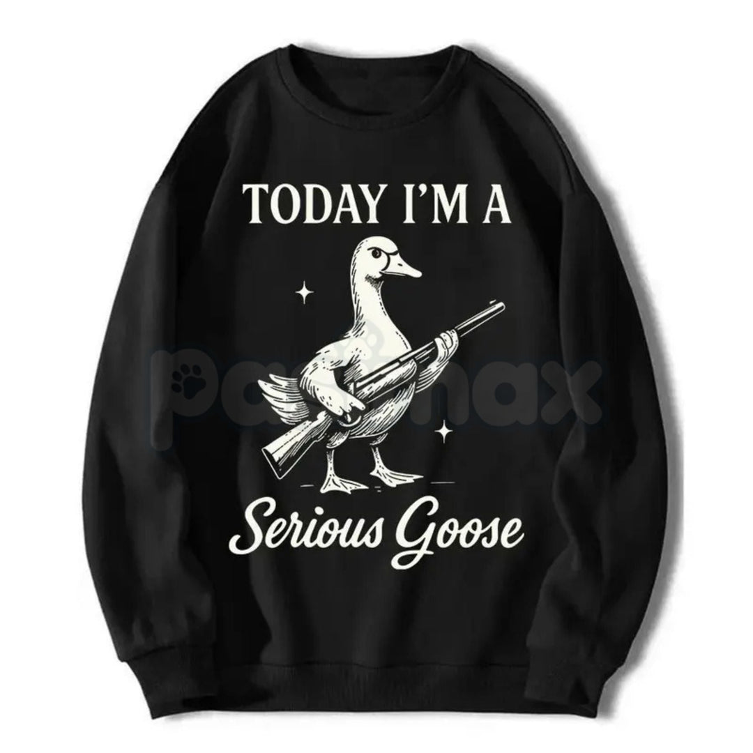 Serious Goose Graphic Shirt – Quirky Animal Art Hoodie & Funny Slogan Streetwear Sweatshirt
