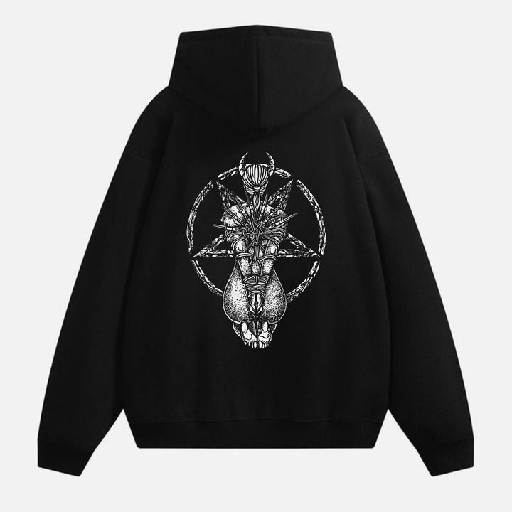 Goat Skull Pentagram Occult Hoodie – Gothic & Pagan Apparel, Mystical Pullover, Witchy Gift