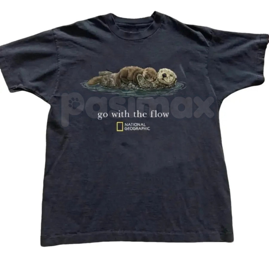 National Geographic "Go with the Flow" T-Shirt - Official Style Nature Exploration Graphic Tee, Premium 100% Cotton Adventure Gift Top, Inspirational Outdoorsy Unisex Shirt, National Geographic Explorer Fan Apparel, Soft Lived-In Earthy Fashion