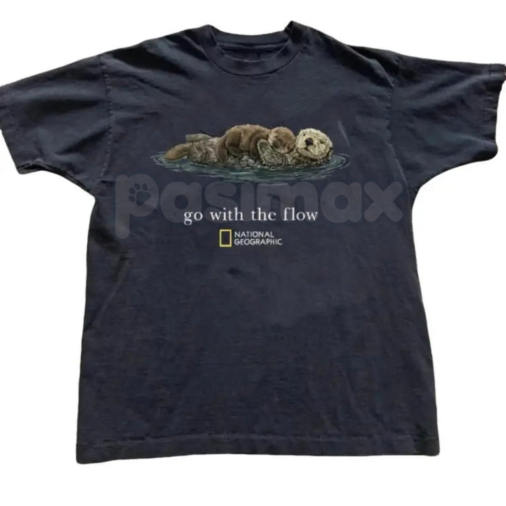 National Geographic "Go with the Flow" T-Shirt - Official Style Nature Exploration Graphic Tee, Premium 100% Cotton Adventure Gift Top, Inspirational Outdoorsy Unisex Shirt, National Geographic Explorer Fan Apparel, Soft Lived-In Earthy Fashion