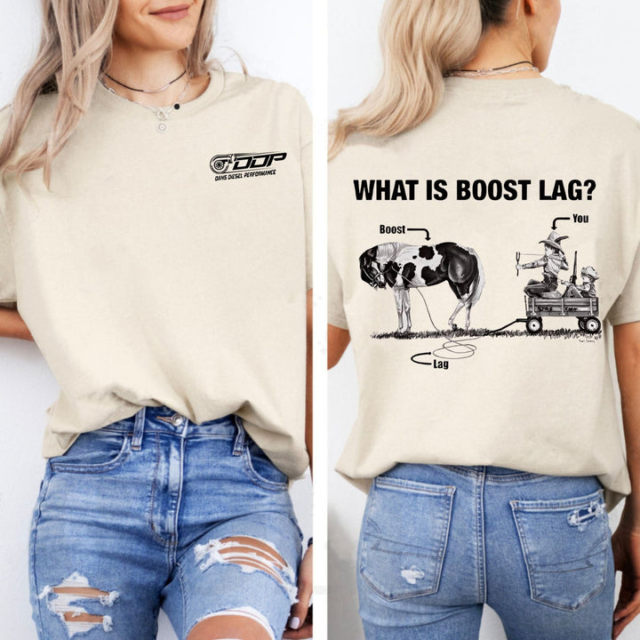 "Dan's Dsel Performance - What is Boost Lag?" T-Shirt - Funny Gift for Car & Truck Lovers, Unisex Performance Tee