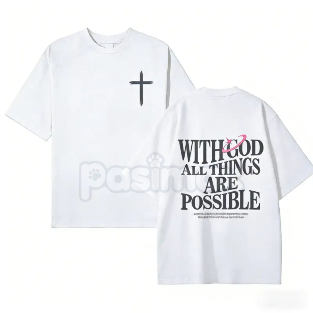 "With God All Things Are Possible" Men's Christian T-Shirt - Bible Verse Matthew 19:26 Graphic Tee, Premium 100% Cotton Scripture Top, Inspirational Religious Gift for Him, Faith-Based Men's Fashion, Soft Lived-In Christian Apparel