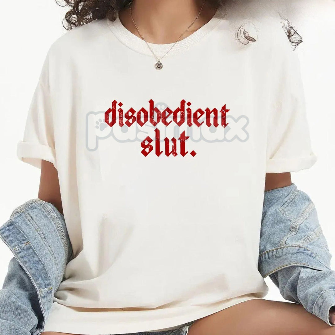 Rebellious Attitude Graphic Tee - Bold Gothic Letter Print Shirt, Unisex Edgy Aesthetic Apparel, Dark Aesthetic Streetwear