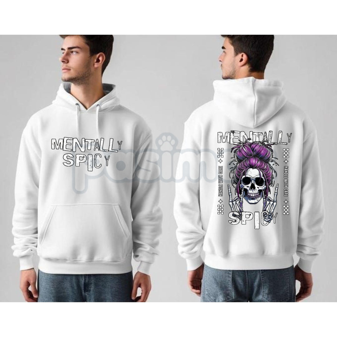 Spicy Brain Skull Hoodie – Dark Aesthetic Neurodivergent Streetwear, Grunge Mental Health Pullover, Unisex Vintage Wash