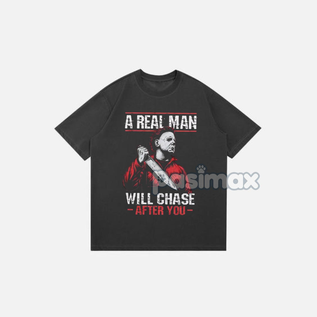 Scary Halloween Horror Movie T-Shirt - Serial Killer Graphic Tee For Him, Men's Apparel