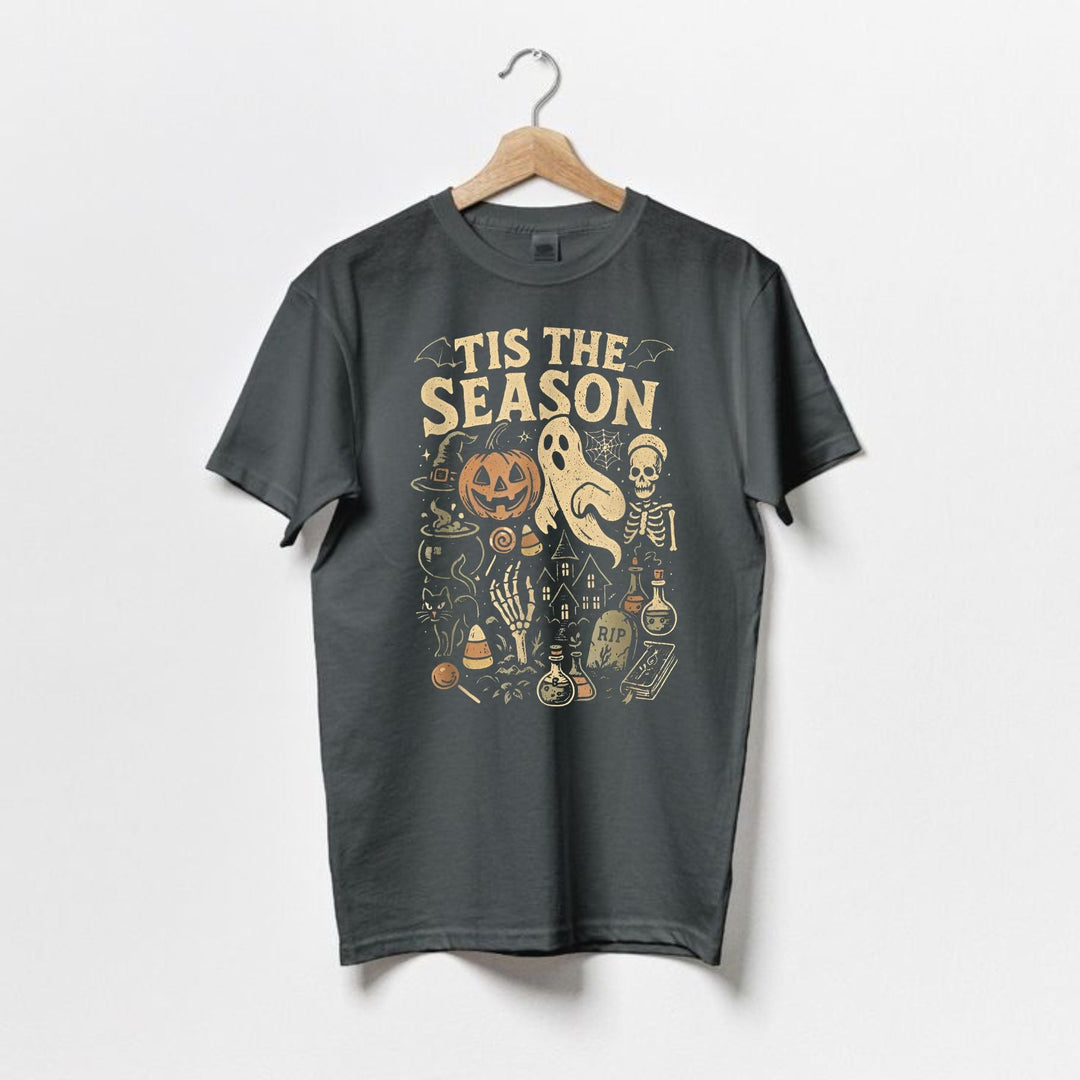 Spooky Season Vibes T-Shirt – Halloween Comfort Colors Shirt, Retro Fall Tee, Tis The Season Outfit, Cute Autumn Graphic Top