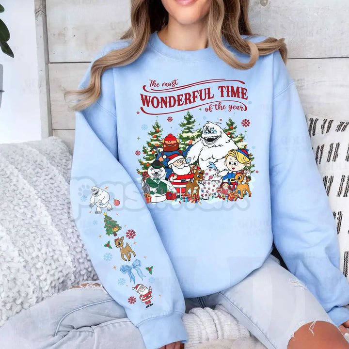 Vintage Rudolph the Red-Nosed Reindeer Crewneck – Christmas Sleeve Print Sweatshirt