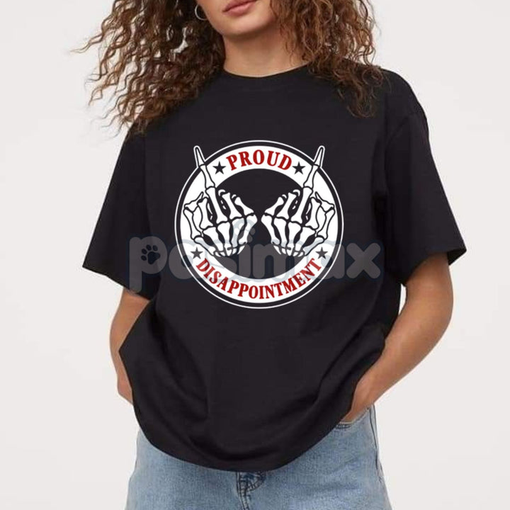 "PROUD DISAPPOINTMENT" Defiant Bone Hand Print Men's Tee - Sarcastic Graphic T-Shirt, Edgy Humor Statement Top