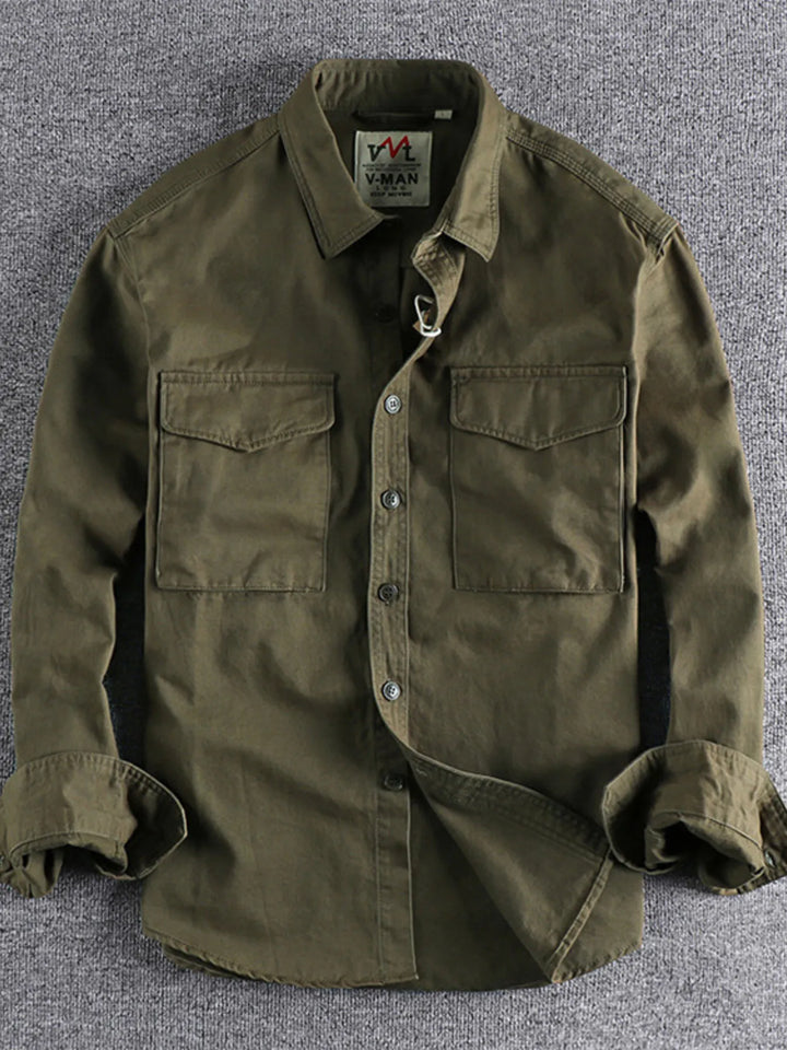 Men's Plus Size Button Up Shirt with Chest Pockets