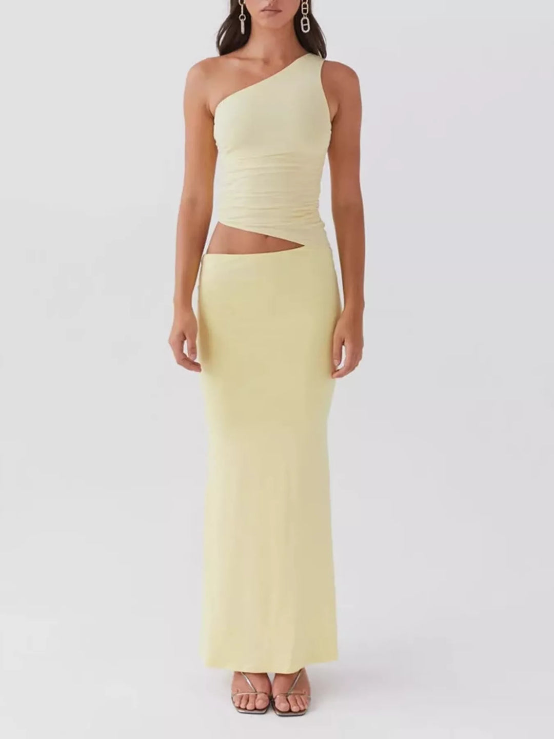 Full Size One-Shoulder Top and Maxi Skirt Set Plus Size