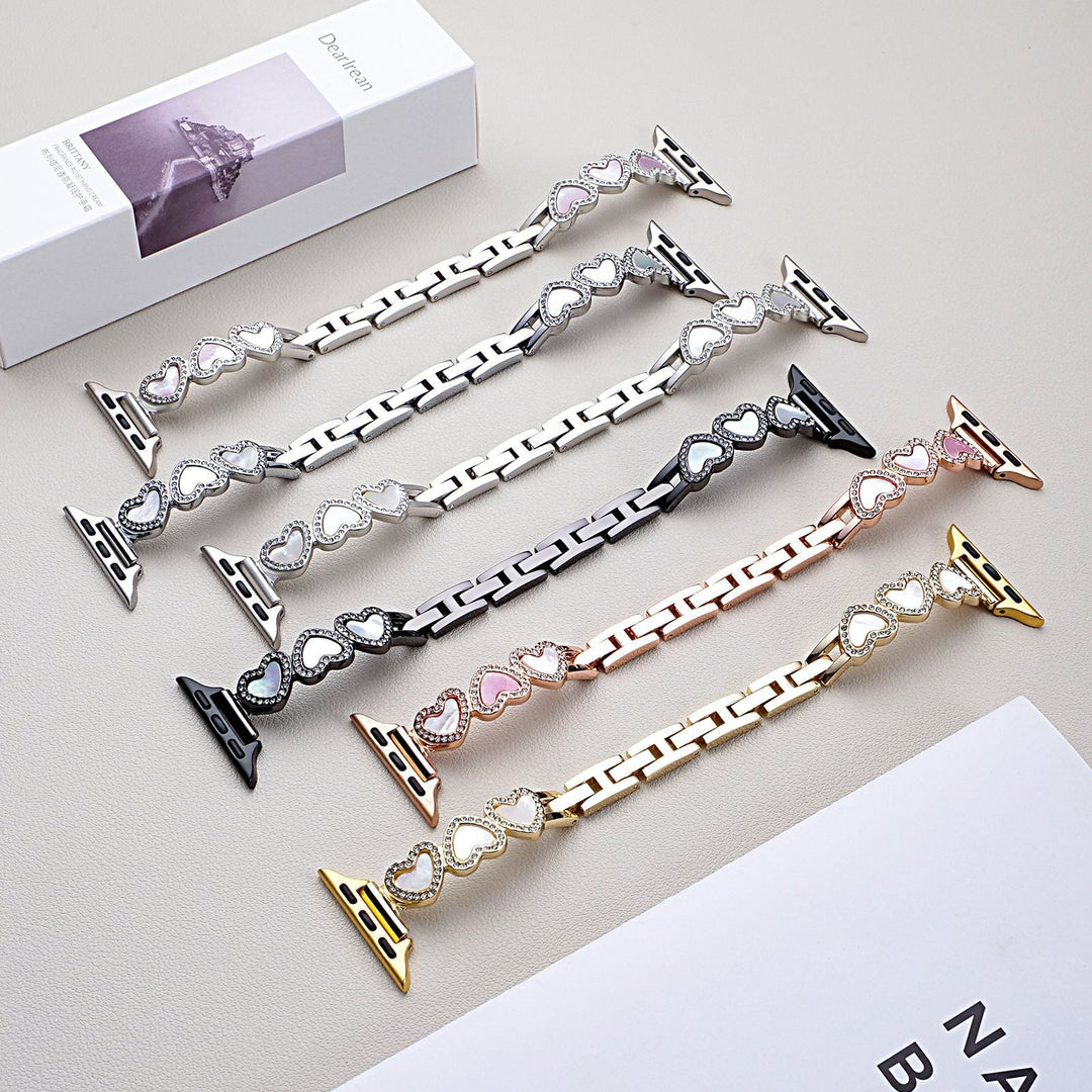 Loving-Heart Shell Metal Watch Strap