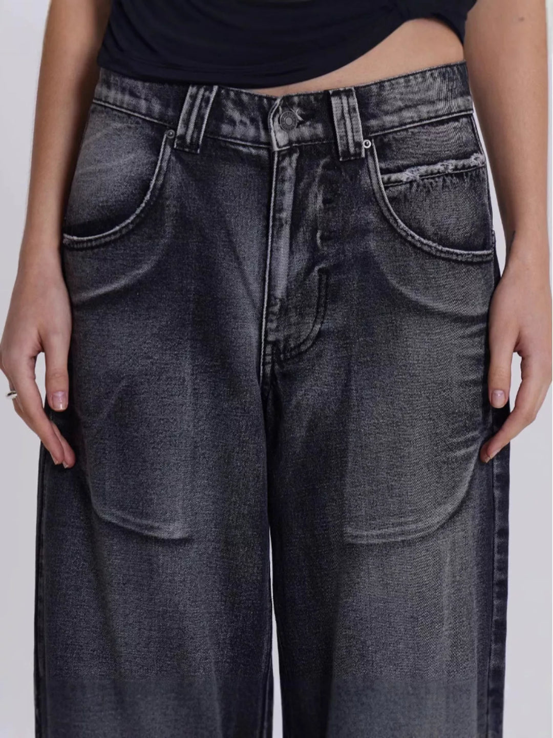 Vintage Wash Wide Leg Jeans