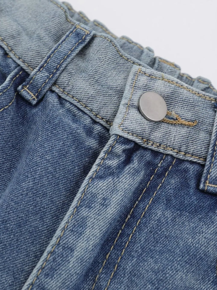 Men's Wide-Leg Vintage Wash Denim Jeans