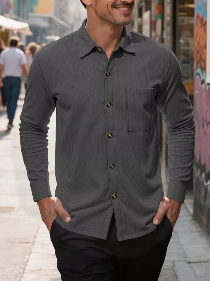Men's Full Size Casual Button Up Long Sleeve Shirt Plus Size